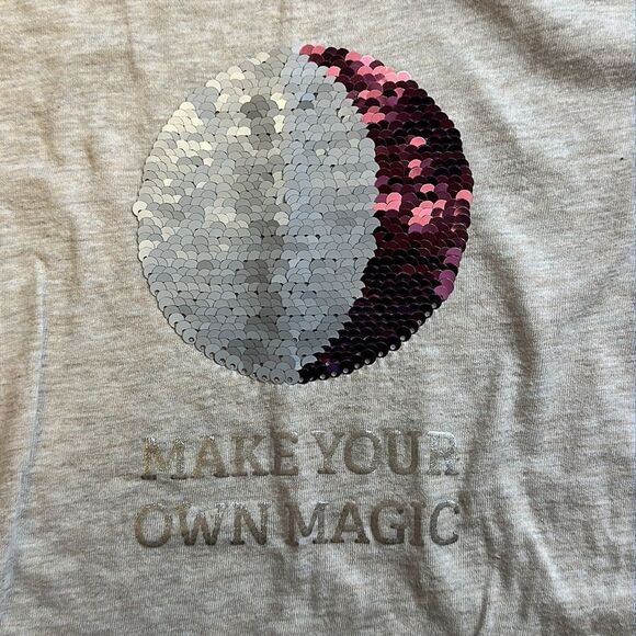 Wonder Nation shirt long sleeve size 4 to 5 cream tan Sequins Moon pink cotton - Picture 3 of 5